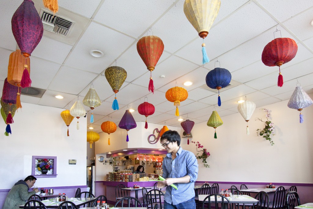 Huong BinhaE™s bright and colorful decor.