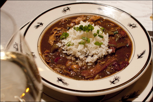 Gumbo from a recipe of Davis' grandmother's.