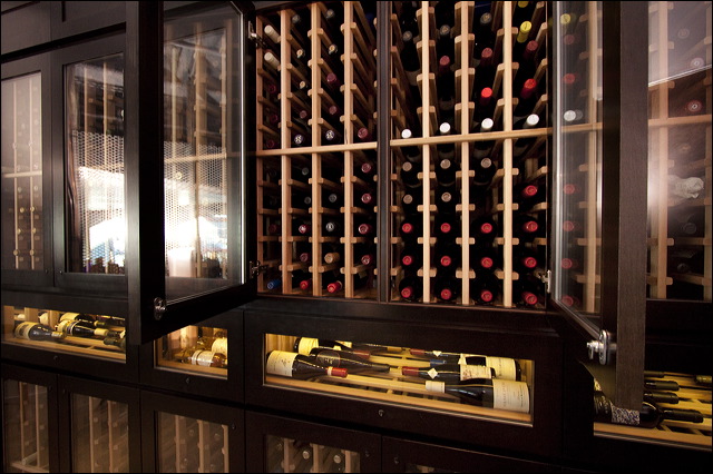 Mistral Kitchen's climate controlled wine racks.