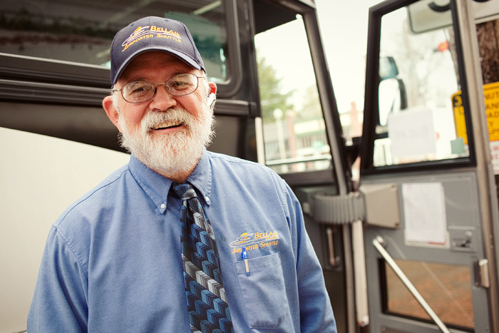 Dave is one of five bus drivers that chauffeured ladies with the Sister Rose Fedelma Auxiliary down from Bellingham to shop in 5 Seattle stores as part of a fundraiser for St. Joseph hospital this weekend.