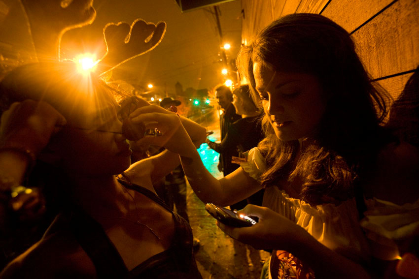Keesha and Julian take a break outside.