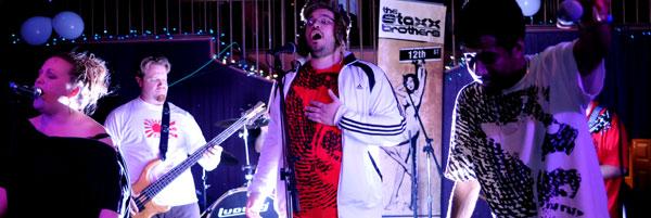 The Staxx Brothers  The Staxx Brothers, an eight-piece collective of brassy vocalists and a tight electric jam band, aims to channel hard ass soul into today. The band is anchored by DP Staxx or Davin Michael Stedman, who croons competently and leads the group in rich layered harmonies on songs like Oh Carolina. Their most recent release, We Are The Blaxstonz, has The Staxx Brothers entertaining the motif of black culture to distastefully caricatured ends; while MC DC Staxx Decurrian--notably the only black member of the group--flows confidently and consistently over the big punching sound of the band, the Staxx Brothers are far better when not assuming personas, evidenced on the solid and more sincere Keep The Motor Running. Tractor Tavern, 11 p.m. Note by HOLLIS WONG-WEAR