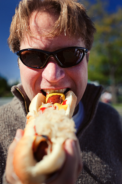 Ivo enjoys his polish sausage dog.