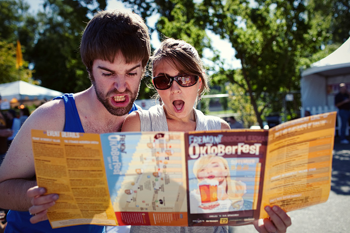 Brian and Nelly decide what to do next. Brian plays piano in the band M. Bison, who just finished their set on the mainstage.
