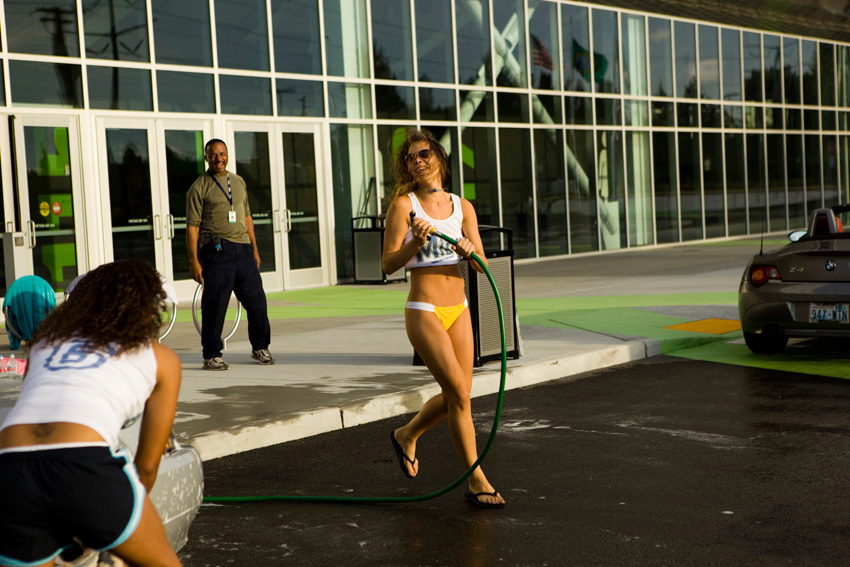 Cornerback Harper Boiz finds the hose for some payback.