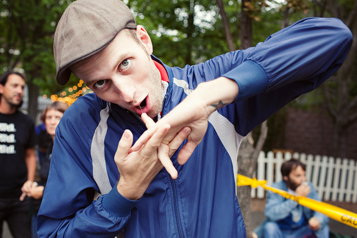 Garrett and his silly hand tricks.