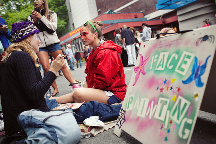 Curbside face painting.