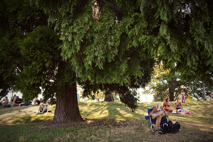 A quiet read in the shade.