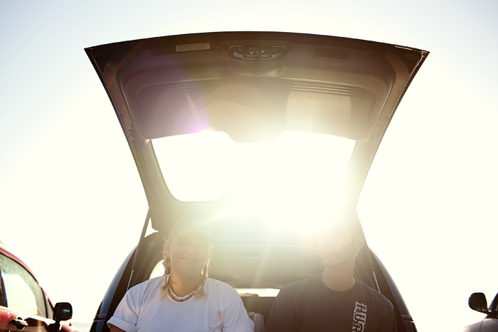 Stephanie & Taylor do a bit of tailgating while they wait for their friends to arrive.