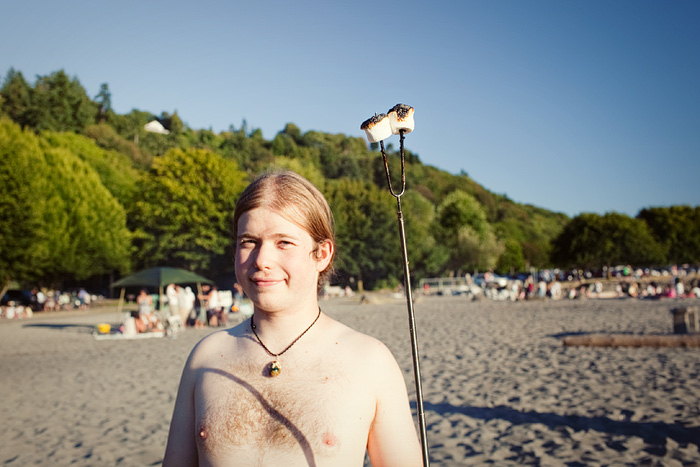 Ciron shows me how not to roast your marshmallows.