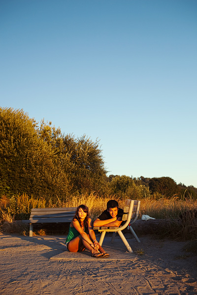 Justina and Alex watch the sun descend.