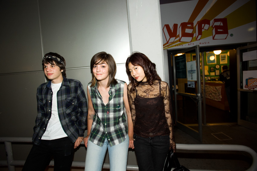 Quinn, Caroline and Nat hang outside Vera.