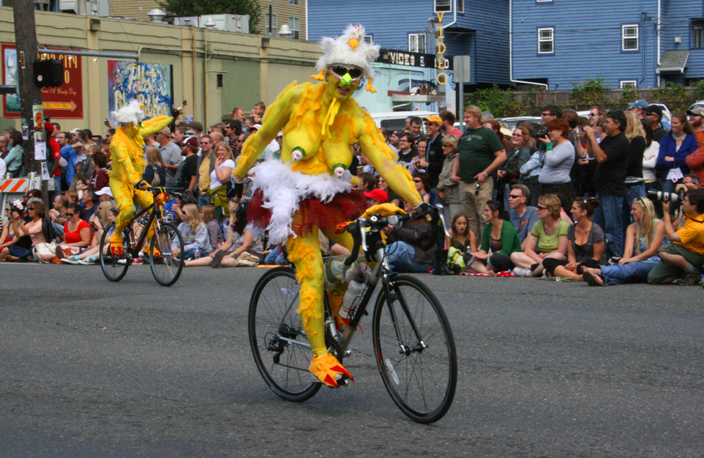The annual Fremont Solstice Parade -- equipped with plenty of painted and