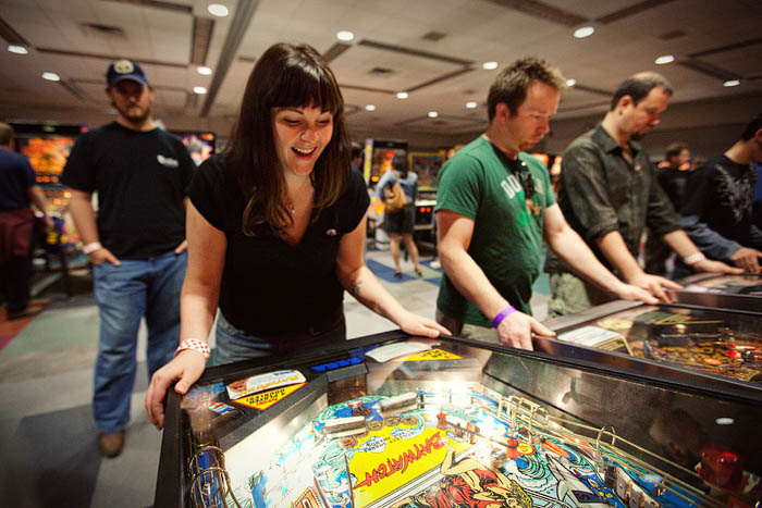 Sarah Jurado can't believe she is kickin butt on the Baywatch game.