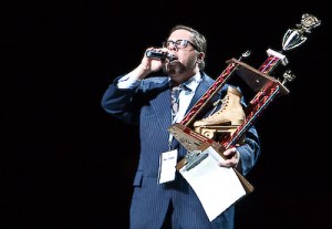 The coveted championship bout trophy