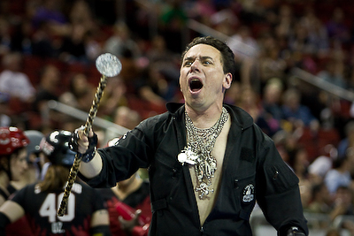 Rocketman Houllahan gets the crowd behind his girls.