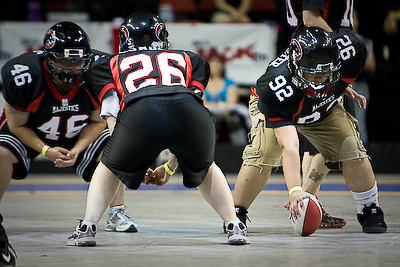 ...and some plays demonstrated by the Seattle Majestics women football team.