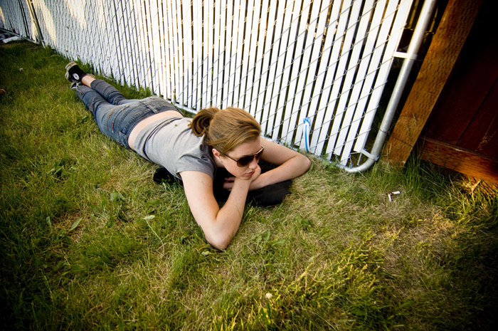 Taking a break on the lawn.