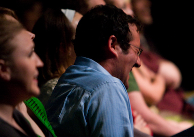 More knee slapping, back and forth rocking laughs.