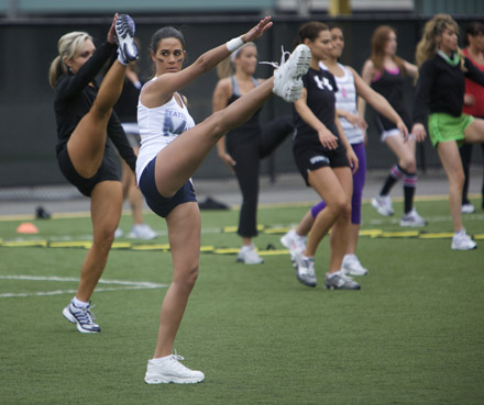 When their dreams of joining the Rockettes fell through, Lingerie Football was here to catch these elastic ladies.