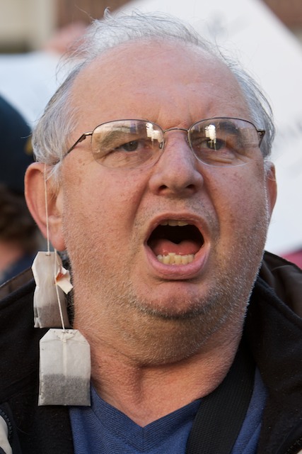 Teabaggers united against taxes and government spending on Wednesday, April 15, at