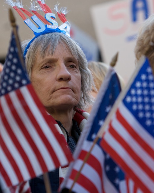 Teabaggers united against taxes and government spending on Wednesday, April 15, at