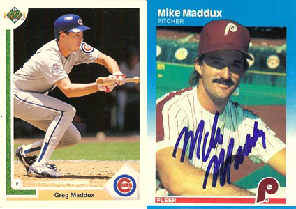 Greg Maddux, left, won more games in the '90 than any other pitcher. His brother, Mike, can grow one hell of a mustache.