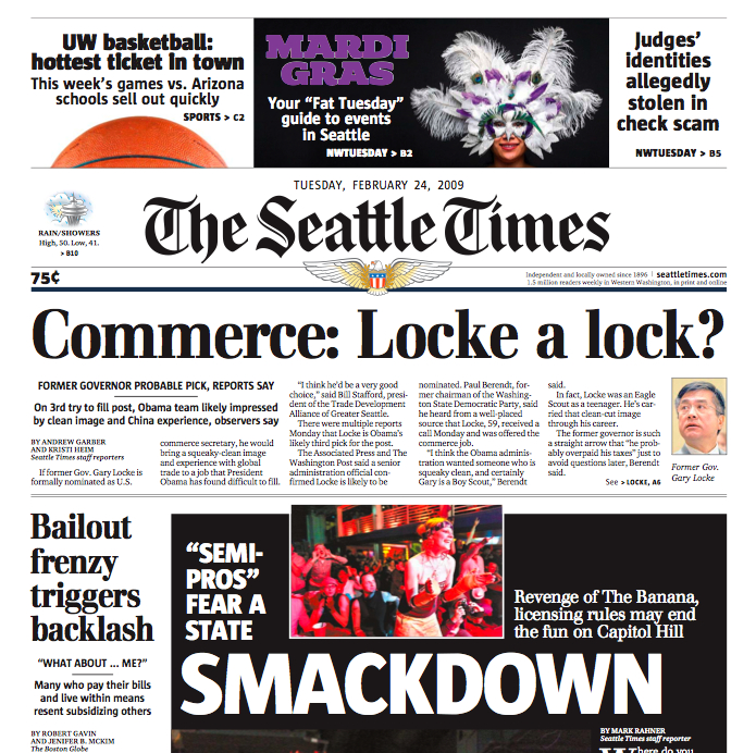 The Times' circulation has dropped from 219,000 to 199,000.