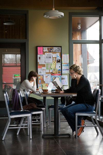 Studying at Herkimer Coffee.