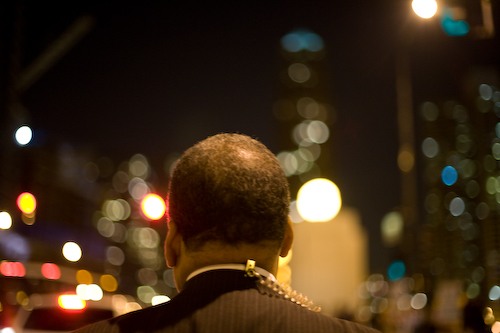 Secret Service and security surround the perimeter of Grant Park.