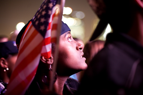 Obama's win sparked intense reactions in the crowd.