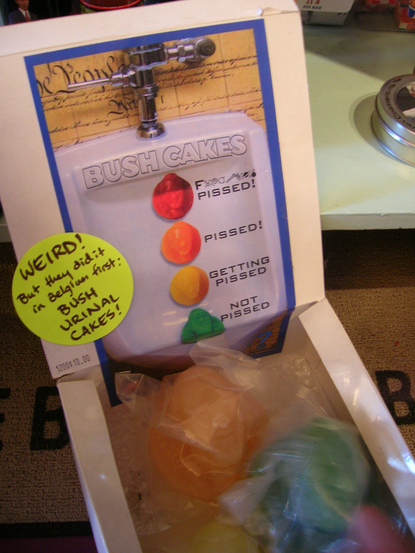 You can check out these urinal cakes in action at Guadalajara, the Mexican restaurant next door. Many a man has gone in there to test these out, Ciello said.