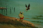 Or noticed that this fisherman is giving that bird the bird. The detail and imagination of this mural is astounding. In one panel you'll find John Wayne, in another, Olsby is naked riding a horse. Yet the entire painting is perfectly cohesive with one scene effortlessly blending into the next.