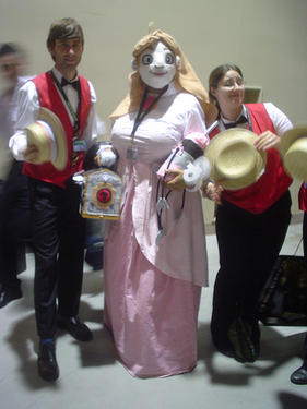 The 10 Most Awesome Costumes at the 2008 Penny Arcade Expo: Under that costume was a very large black WOMAN. The mask was more convenient than lots of makeup. I'm the blur on the left. - Submitted by M from Victoria, BC