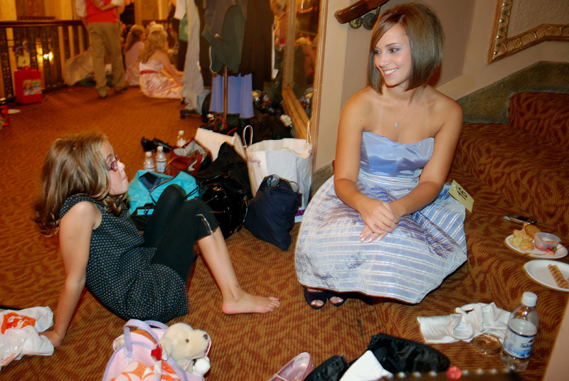 Hanging out backstage with the youngins'. NOTE: This dress sold for over$400!