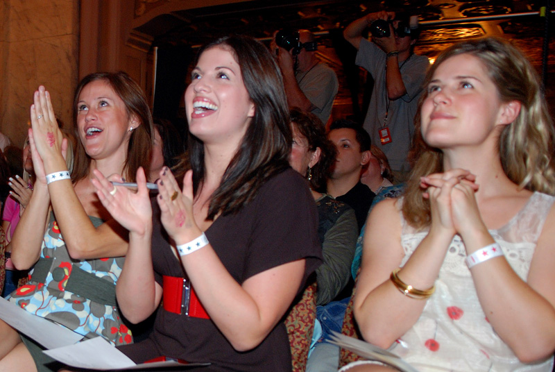 The VIP crowd is eating it up.