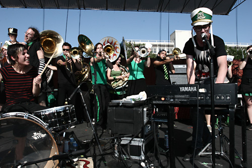 Often there were surprises: when Williamsburg electro-joy duo Matt & Kim opened for the Breeders, the pair brought out a full marching band.