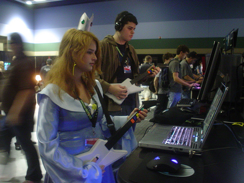 6. Even princesses, like this Rosalina cosplayer, canaE™t resist a little Rock Band.