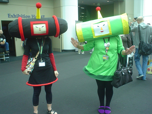 4. These Katamari girls look wiped before putting on their heads. In costume though, theyaE™re just perky.