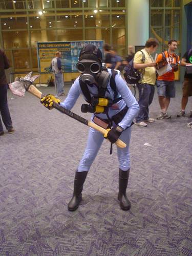 2. It takes real dedication to be a girl wearing blue tights and knee-high boots at a convention full of boys.