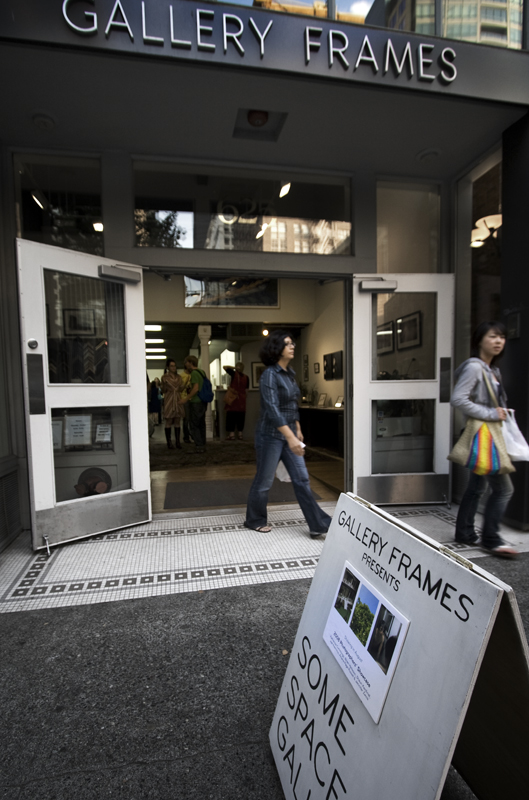 A typical scene in Pioneer Square on Thursday evening: art, people walking...