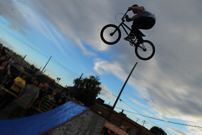 Big-air BMX ramp-jumping.