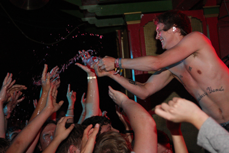 After disappearing from the stage: You looked hot, so I thought I'd wash you down.