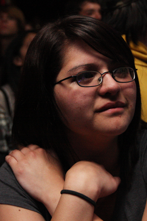 This girl was literally in tears watching Holyfield perform. Aww.