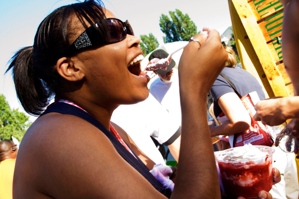 Twinel is about to savor her strawberry shortcake.