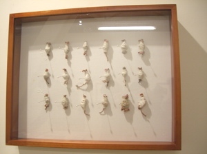 At Corridor Gallery there are some strange and wonderful works in apple, hair, and wax by Leah Libow.