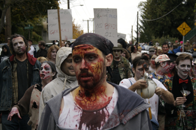Here is a look at Seattleites at the Zombie walk in Fremont