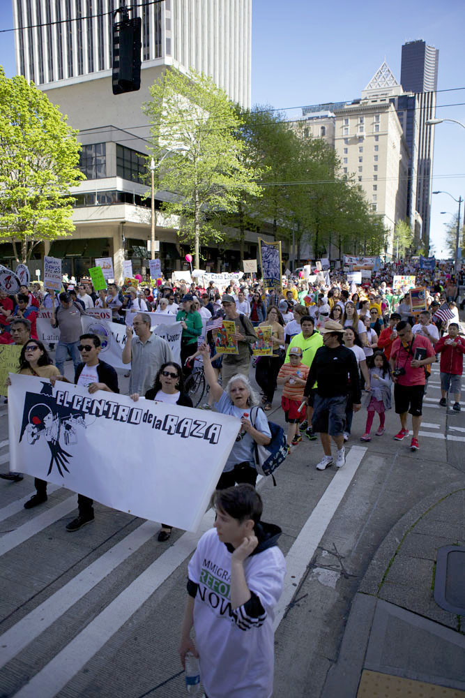 Scenes from the May Day immigration rally in Seattle.
