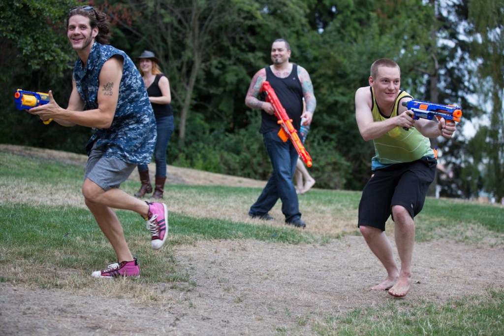 A nerf war broke out in Gas Works Park Saturday. Our war