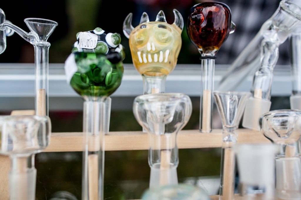 Demon Bowl, center, stands out in a line of bowls sold by Pipeline, on Saturday.